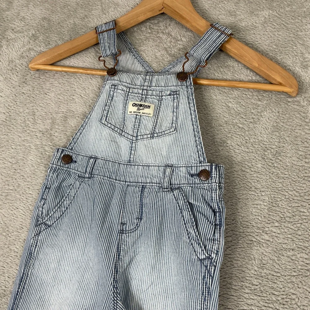 OshKosh B'gosh Hickory Stripe Overalls Kids 24 Month Blue Railroad Denim Vestbak